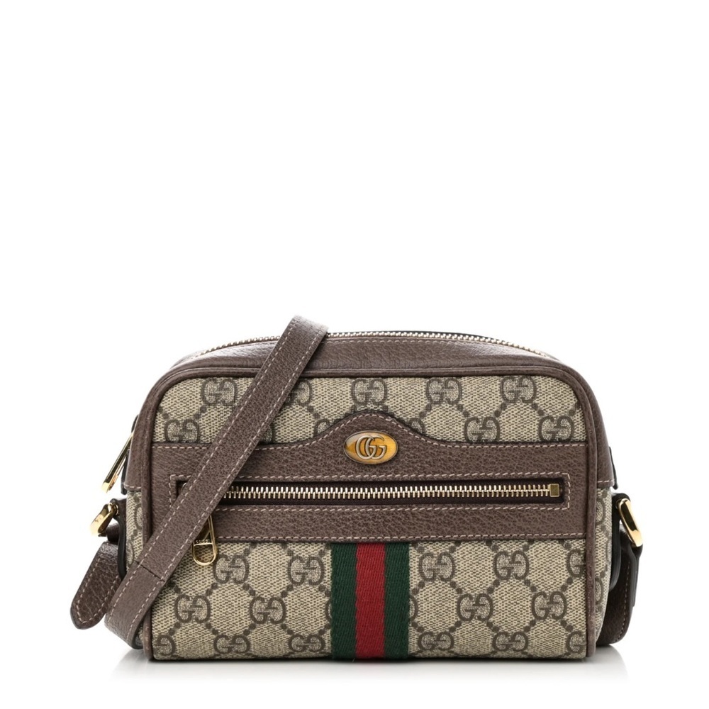 GG Supreme Monogram Web Mini Ophidia Shoulder Bag Brown